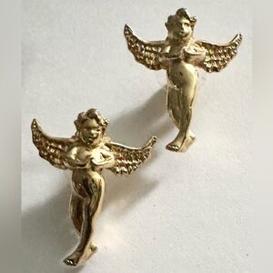 RARE SIGNED Vintage Karl Lagerfeld/Chanel Designer Cherub Angel Pierced Earrings